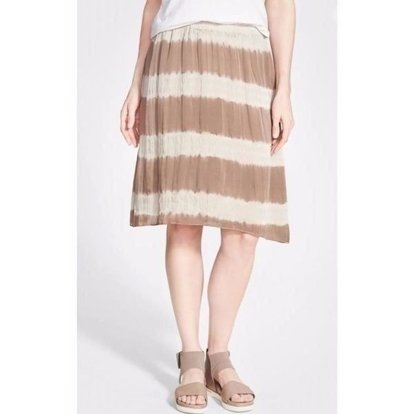 The Fisher Project Eileen Fisher Mocha Silk Shibori Dyed Lantern Short Skirt M - Picture 2 of 9